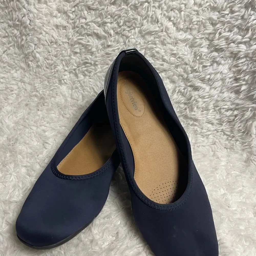 Comfortview Women's Wide Width The Lyra Flat Shoes Navy Size 12M